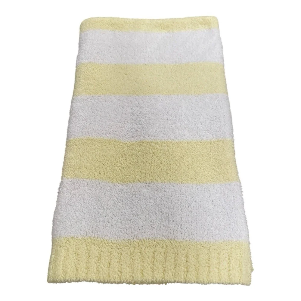 Cloud Island Chenille Stripe Baby Blanket Yellow White Stripe 30x40 in Soft Cozy